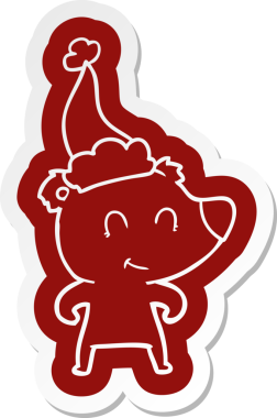 Bir insan tarafından çizilmiş Noel Baba şapkasının garip bir çizgi film çıkartması.