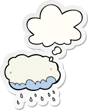 Düşünce baloncuklu karikatür yağmur bulutu insan tarafından çizilmiş bir çıkartma.
