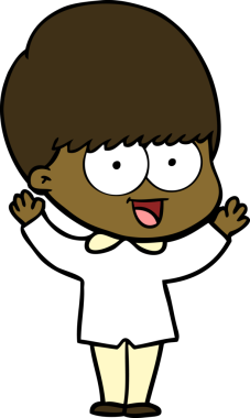 Bir insan tarafından çizilmiş mutlu çizgi film çocuğu.