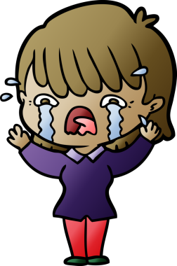 Bir insan tarafından çizilmiş ağlayan çizgi film kızı.