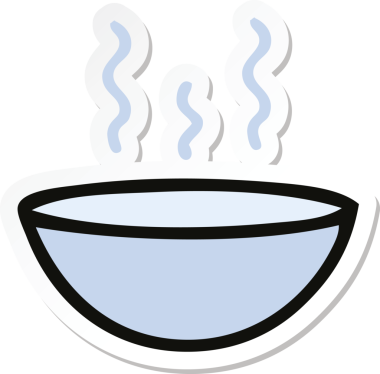 Bir insan tarafından çizilmiş sıcak çorba etiketi.