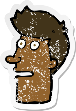 Bir insan tarafından çizilmiş bir karikatürün gerilimli erkek yüzü.