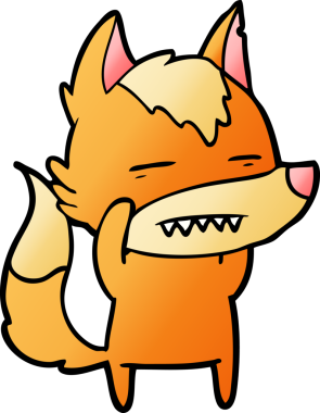 Bir insan tarafından çizilmiş tilki çizgi film karakteri