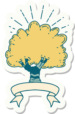 Bir insan tarafından çizilmiş dövme stili bir ağacın çıkartması.