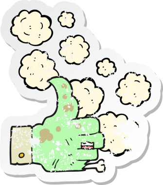 Bir insan tarafından çizilmiş zombi çizgi filminin gerilimli çıkartması.