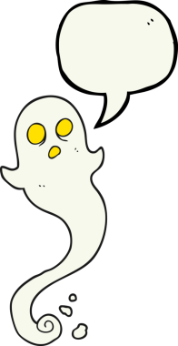 Bir insan tarafından çizilmiş serbest konuşma balonu cadılar bayramı hayaleti.