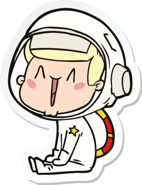 Bir insan tarafından çizilmiş mutlu bir astronotun çıkartması.