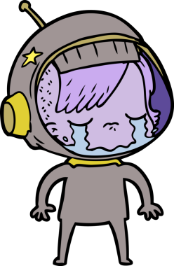 Bir insan tarafından çizilmiş ağlayan astronot kız.