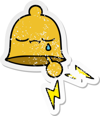 Bir insan tarafından çizilmiş sevimli bir karikatür çanın sıkıntılı çıkartması.