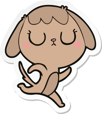 Bir insan tarafından çizilmiş şirin bir köpeğin çıkartması.