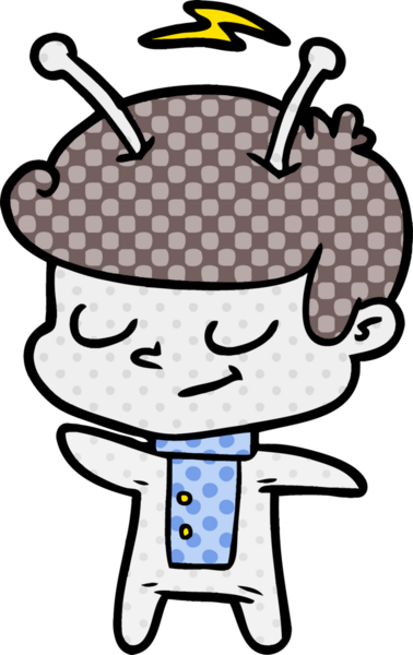 Bir insan tarafından çizilmiş dost canlısı çizgi film uzay adamı.