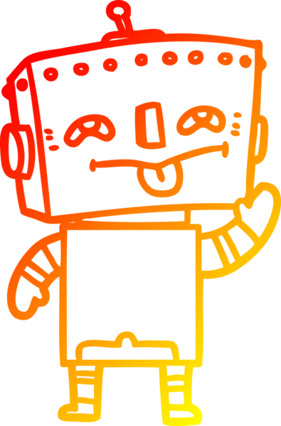 Bir insan tarafından çizilen çizgi film robotunun sıcak çizgi çizimi