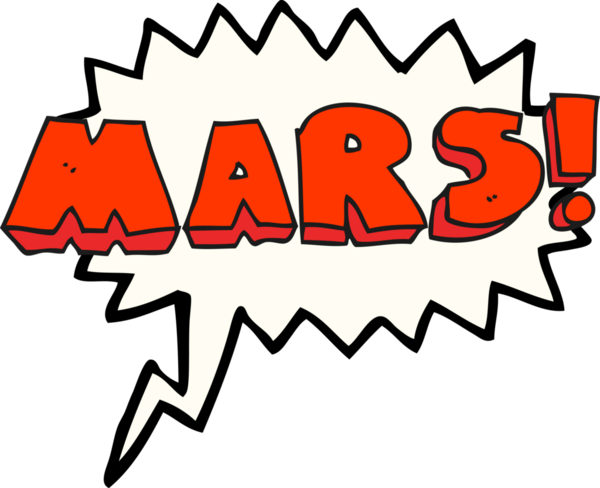 Bir insan tarafından çizilmiş serbest konuşma balonu karikatürü Mars metin sembolü