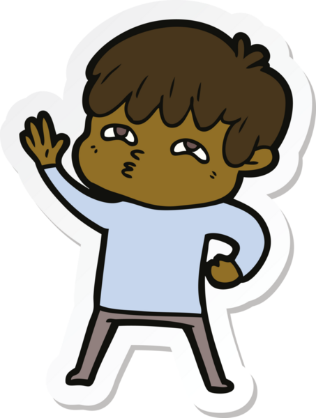 Bir insan tarafından çizilmiş garip bir adamın çıkartması.