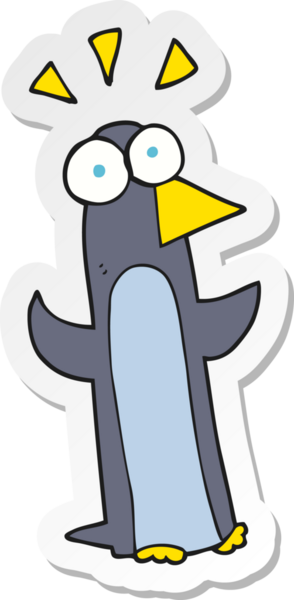 Bir karikatür çıkartması bir insan tarafından çizilmiş penguene şaşırttı.