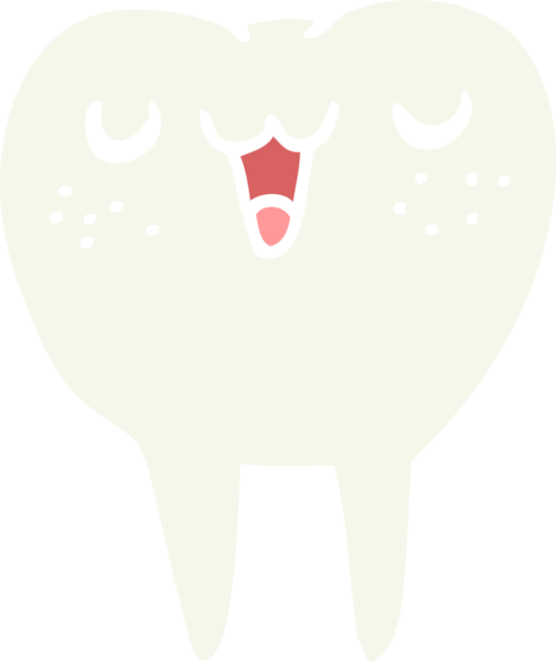 Bir insan tarafından çizilmiş düz renkli çizgi film dişi