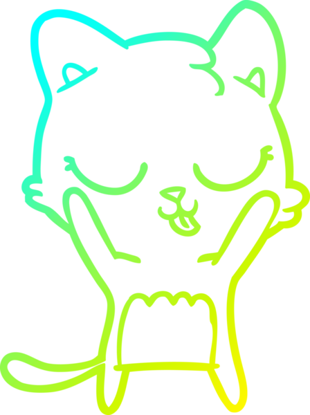 Bir insan tarafından çizilmiş bir çizgi film kedisinin soğuk gradyan çizgisi.
