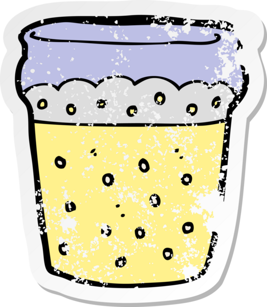 Bir insan tarafından çizilmiş bira karikatürünün gerilimli yapıştırması.