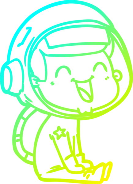 Bir insan tarafından çizilmiş mutlu bir astronotun soğuk gradyan çizimi.