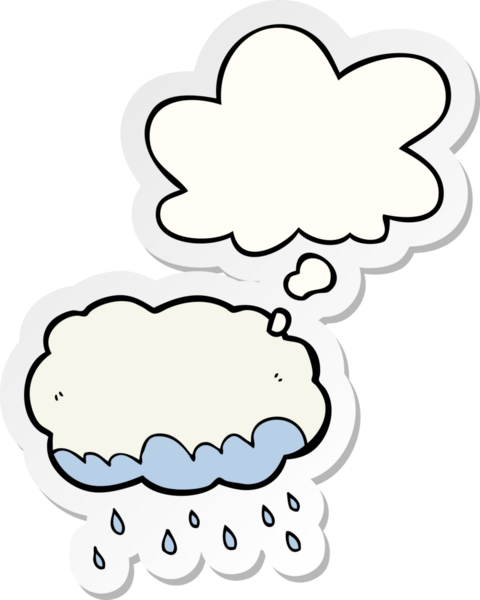 Düşünce baloncuklu karikatür yağmur bulutu insan tarafından çizilmiş bir çıkartma.