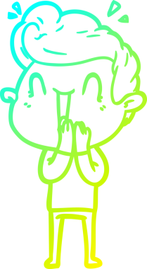 Bir insan tarafından çizilmiş, heyecanlı bir çizgi film çizimi.