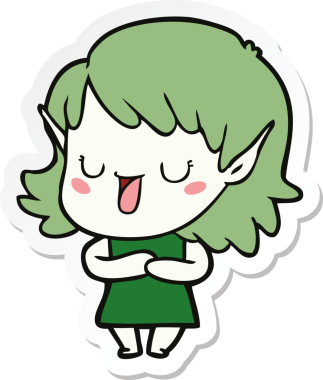 Bir insan tarafından çizilmiş bir elf kızının çıkartması.