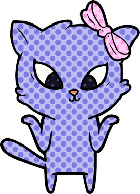 Bir insan tarafından çizilmiş çizgi film kedisi.