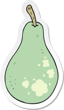 Bir insan tarafından çizilmiş karikatür armudu çıkartması.