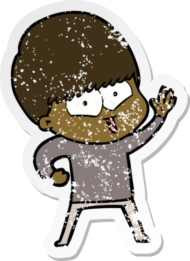 Bir insan tarafından çizilmiş mutlu bir çocuğun sıkıntılı çıkartması.