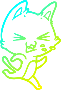 Bir insan tarafından çizilen çizgi film kedisinin soğuk gradyan çizimi