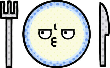 Bir insan tarafından çizilmiş yemek tabağının çizgi romanı.