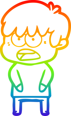 Bir insan tarafından çizilmiş endişeli bir çizgi film çocuğunun çizimi.