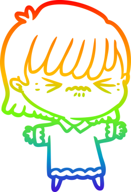 gökkuşağı gradyan çizimi bir insan tarafından çizilmiş bir çizgi film kızı