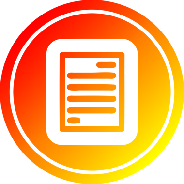 bir insan tarafından çizilen sıcak gradyan bitiş ile resmi belge dairesel simgesi