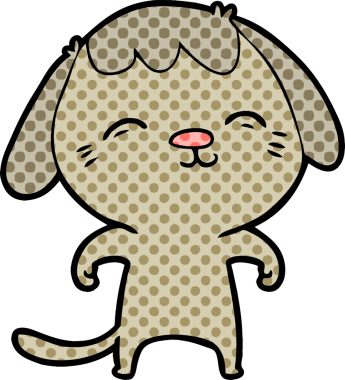 Bir insan tarafından çizilmiş mutlu çizgi film köpeği.