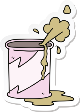 Bir insan tarafından çizilmiş tuhaf bir el çıkartması. Patlayan soda kutusu.