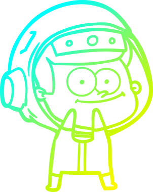 Bir insan tarafından çizilmiş mutlu bir astronot çizgi filmi.