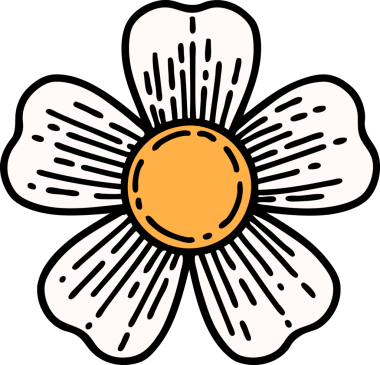 Bir insan tarafından çizilmiş geleneksel bir çiçek dövmesi.