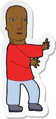 Bir insan tarafından çizilmiş sert bir adamın çıkartması.