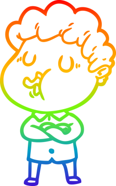 Gökkuşağı gradyan çizimi bir insan tarafından çizilmiş bir çizgi film karakteri.