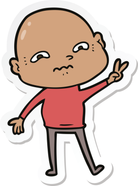 Bir insan tarafından çizilmiş gergin bir adamın çıkartması.