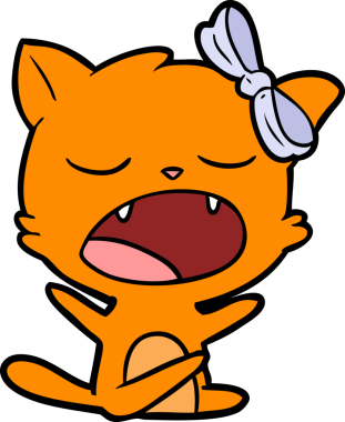 Bir insan tarafından çizilmiş esneyen kedi çizgi filmi.