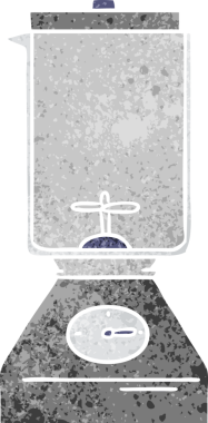 Bir insan tarafından çizilmiş bir yemek mikserinin retro karikatürü.