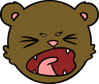 Bir insan tarafından çizilmiş sevimli bir oyuncak ayı yüzü.