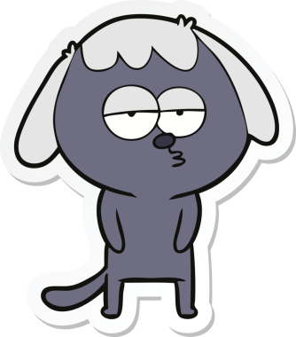 Bir insan tarafından çizilmiş yorgun bir köpeğin çıkartması.