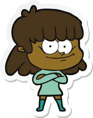 Bir insan tarafından çizilmiş gülümseyen bir karikatür çıkartması.