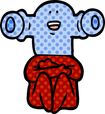 Bir insan tarafından çizilmiş dostane bir uzaylı çizgi filmi.