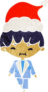 Bir insan tarafından çizilmiş Kawai çocuğunun Noel karikatürü.