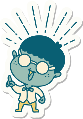 Bir insan tarafından çizilmiş dahice fikirli dövme stili bir adamın çıkartması.