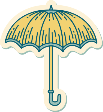 Bir insan tarafından çizilmiş geleneksel bir şemsiye stili dövme çıkartması.